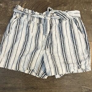 Old Navy Women's Linen Blend Striped Shorts Beachy Preppy Size 10 Nautical